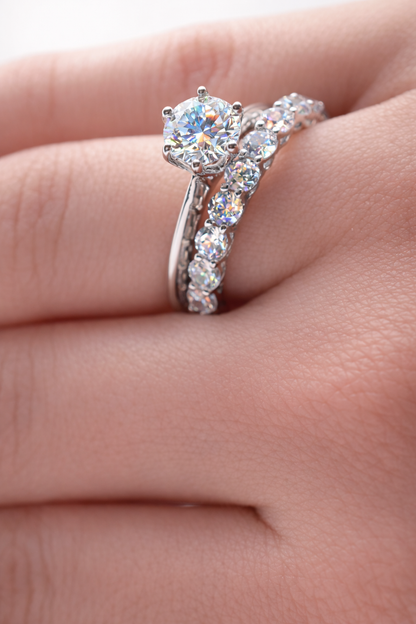 Anel Solitário Moissanite 8mm