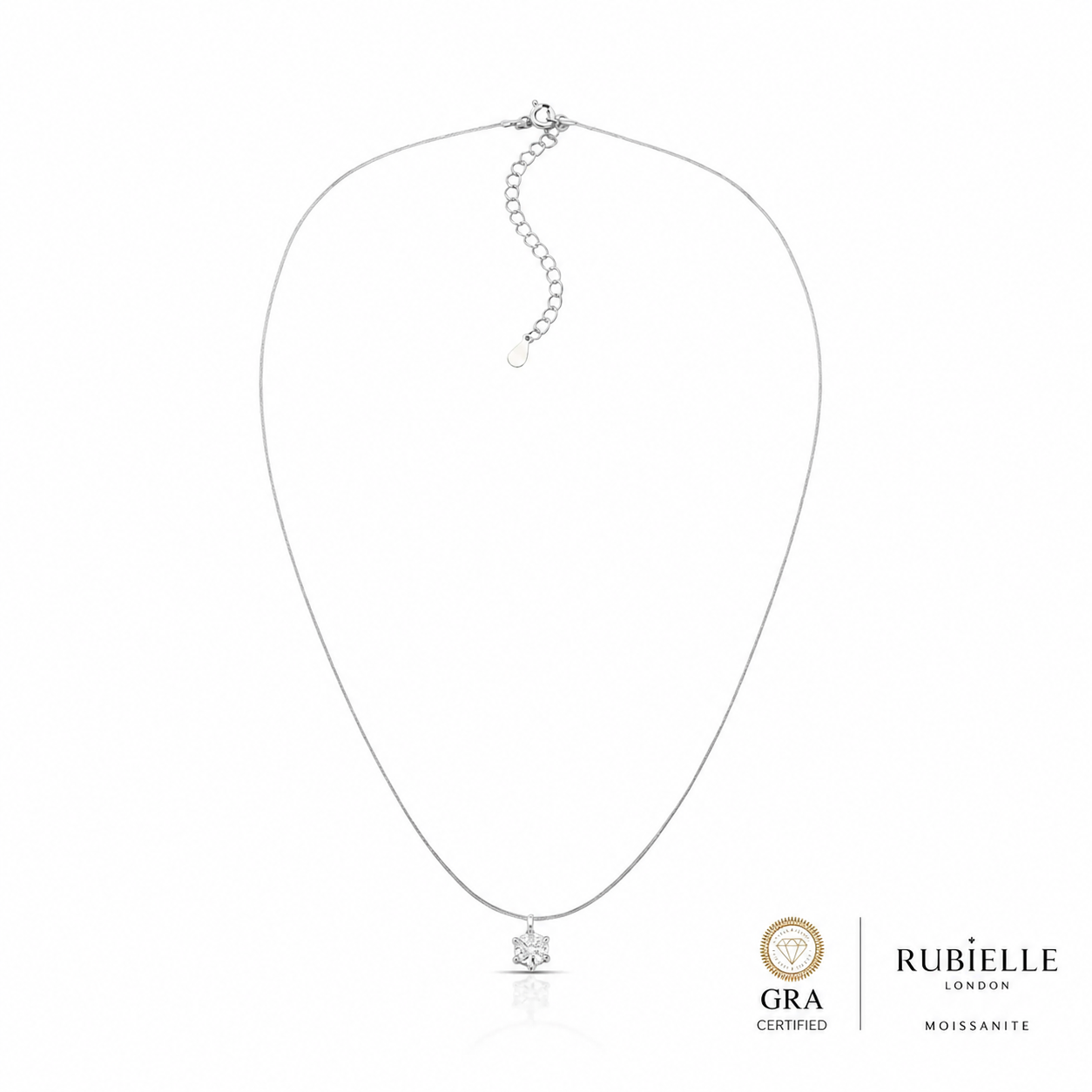 Colar Majesty Ponto de Luz 5mm Moissanite — Nylon Invisível (0,5 ct)