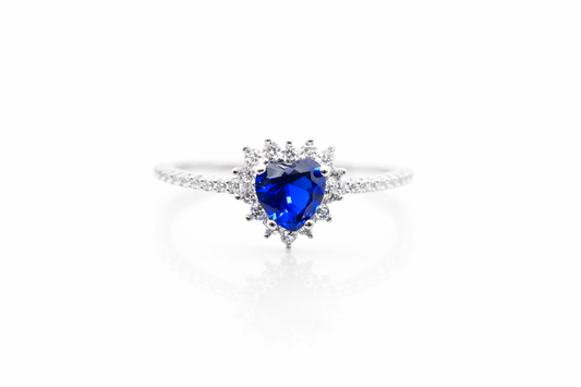 Anel Aurora Safira Heart | Lab Grown