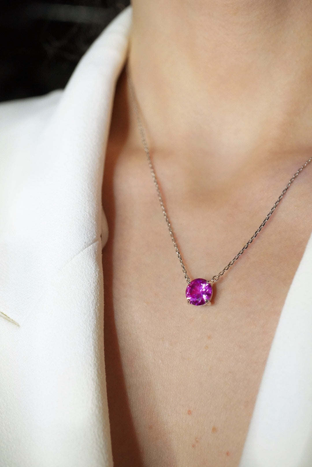 Colar Chelsea 8mm Safira Rosa | Grown Lab