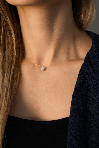Colar Majesty Ponto de Luz 5mm Moissanite — Nylon Invisível (0,5 ct)