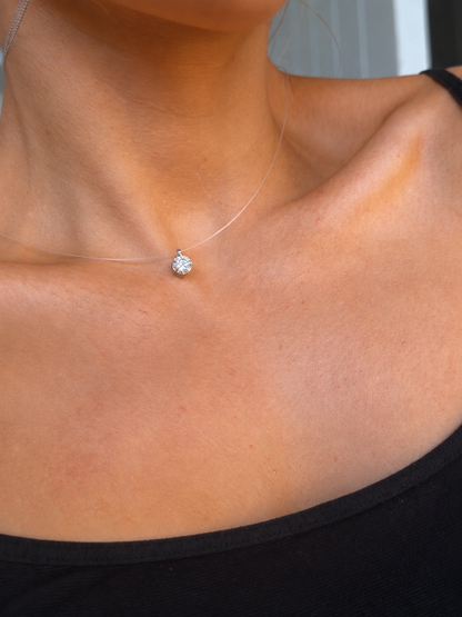 Colar Ponto de Luz Invisível 8mm — Moissanite