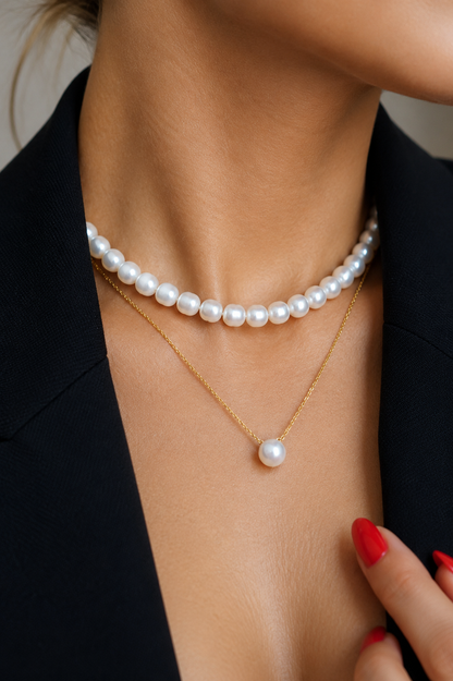 Colar Grace Pearl — Pérola Natural | Ouro 18k Vermeil
