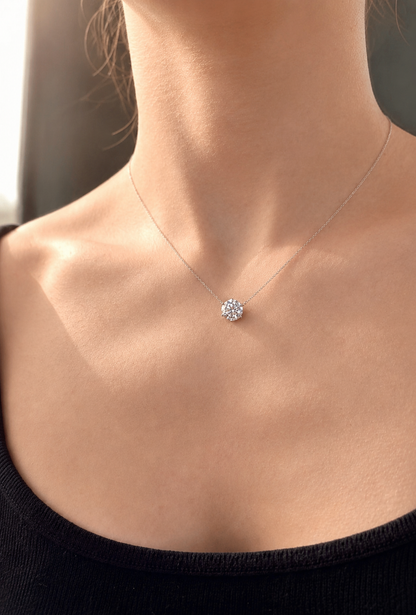 Colar Majesty Ponto de Luz 8mm |  Moissanite -  Lapidação Portuguesa