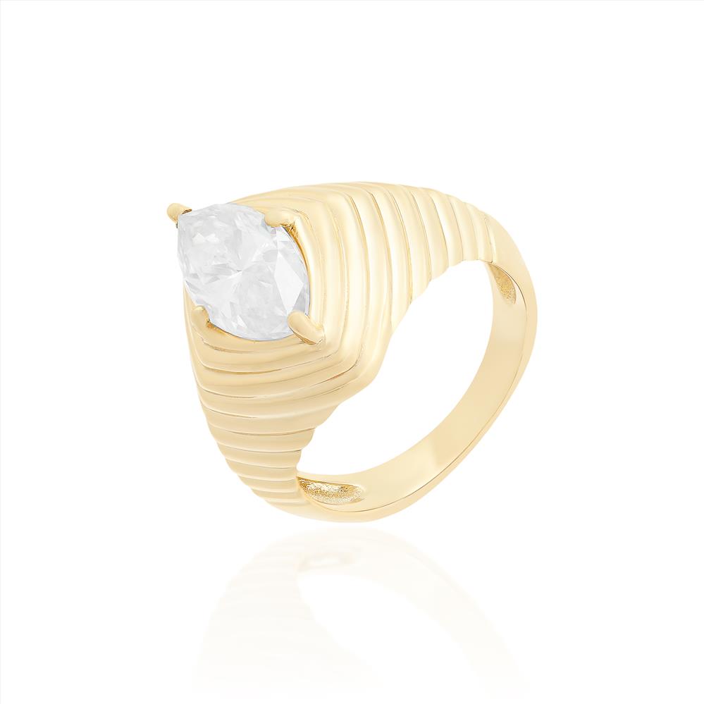 Anel Windsor Moissanite — 18k Gold Vermeil