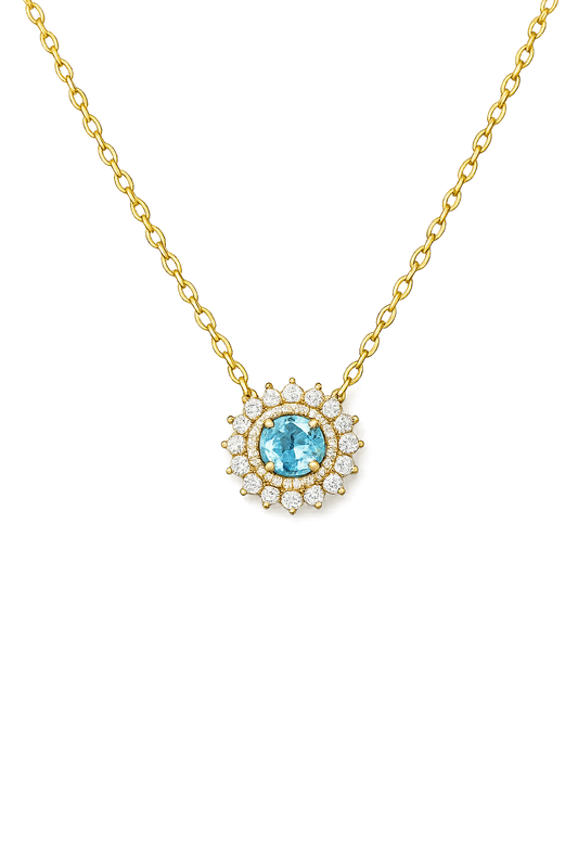 Colar Gaia Soleil — Água-Marinha Natural | Ouro 18k