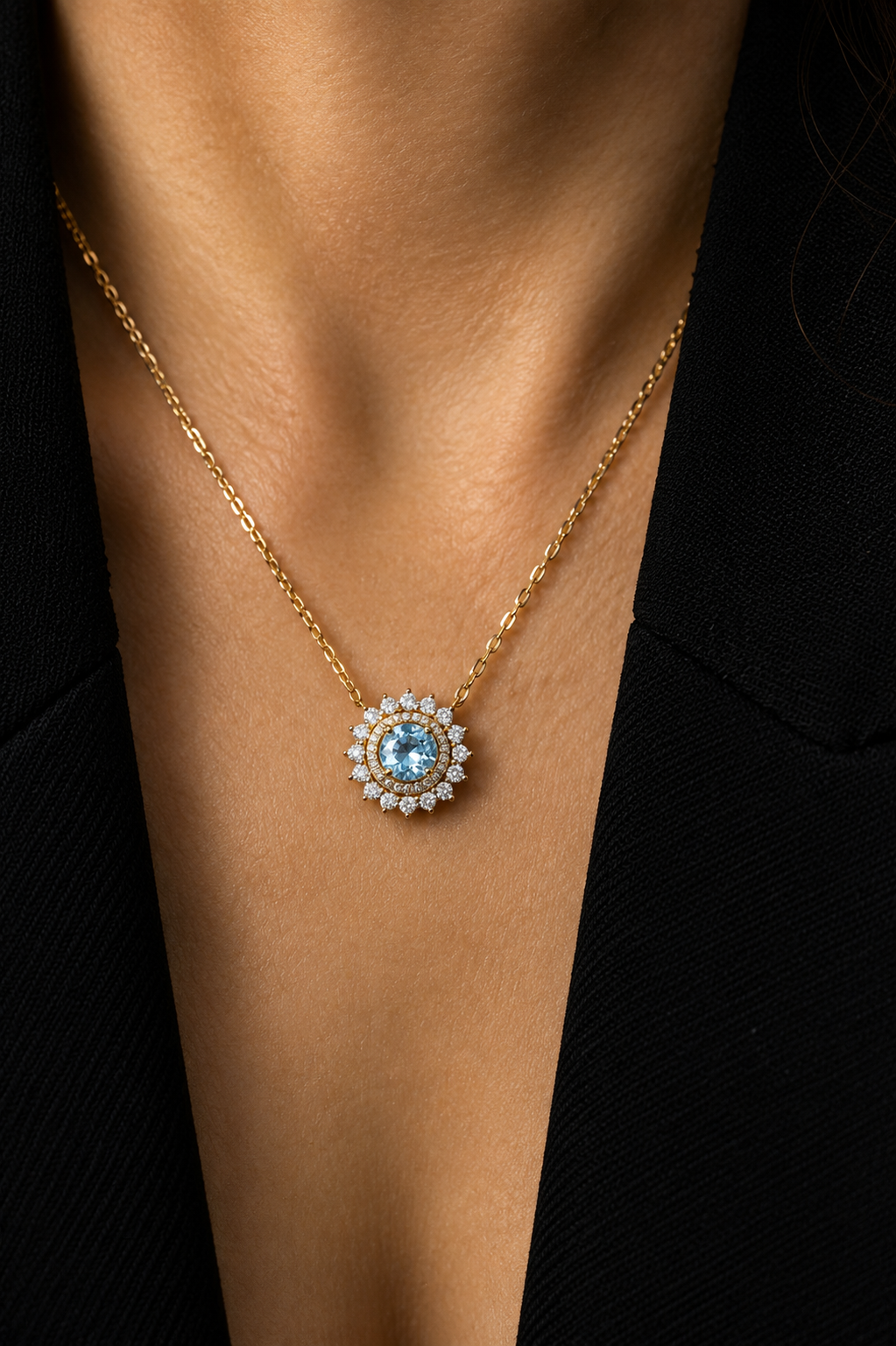 Colar Gaia Soleil — Água-Marinha Natural | Ouro 18k