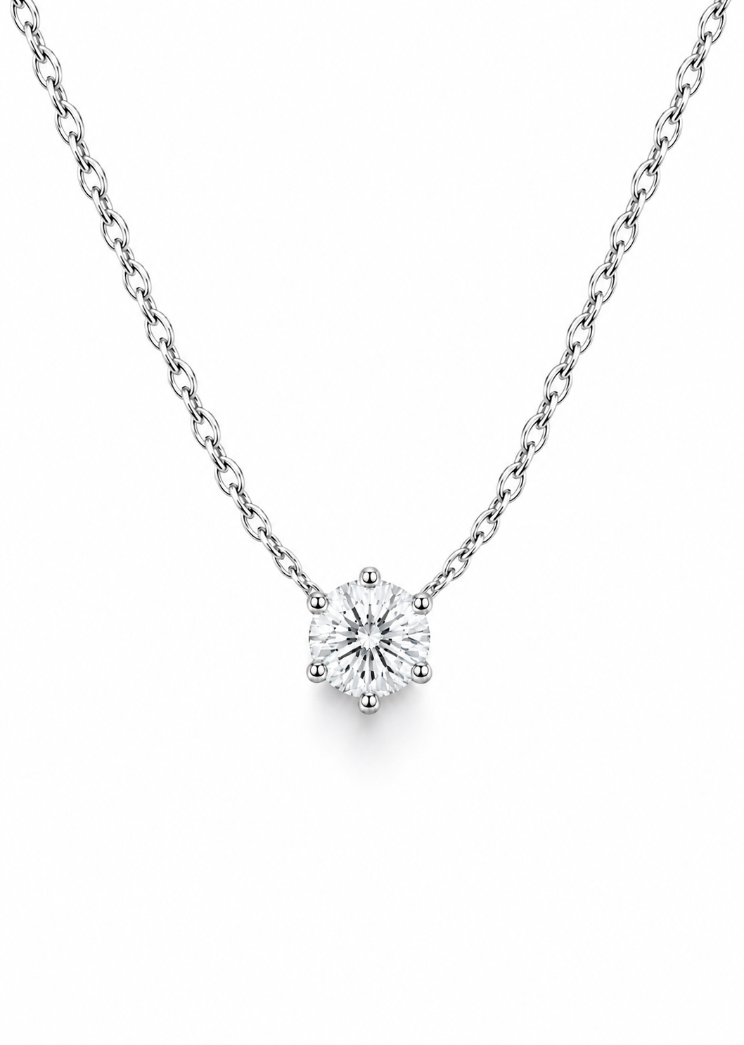 Colar Majesty Ponto de Luz 6mm - Moissanite | Lapidação Clássica