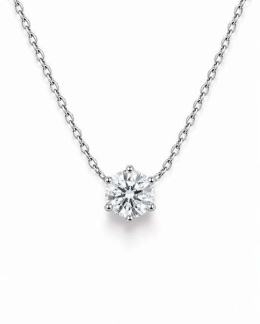 Colar Majesty Ponto de Luz 8mm - Moissanite | Lapidação Clássica