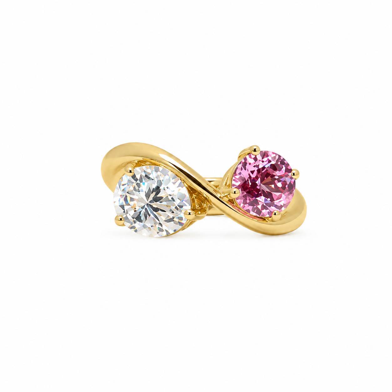 Anel Toi et Moi — Pinky Ring | Moissanite & Safira
