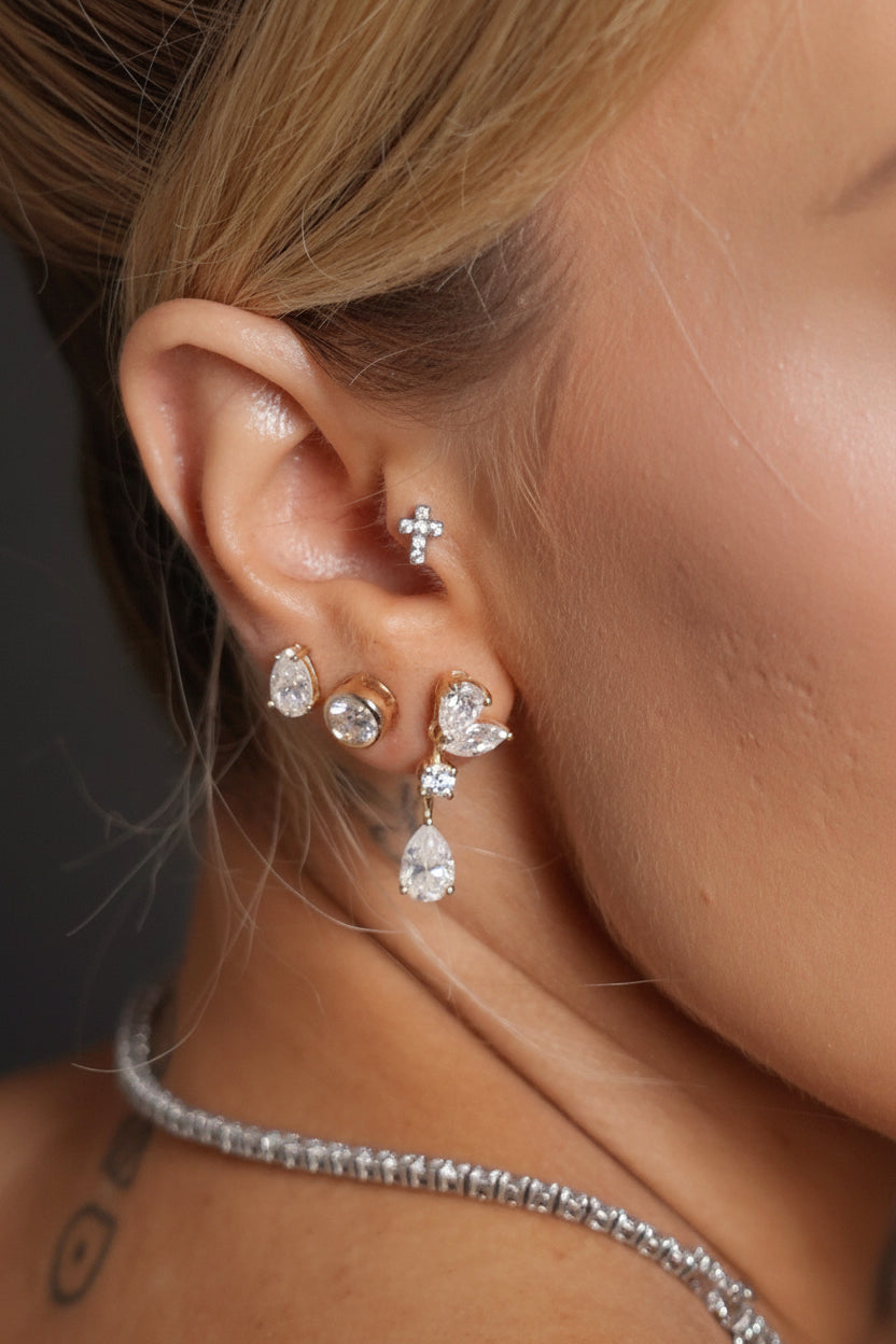 Brinco Kensington Pear Moissanite