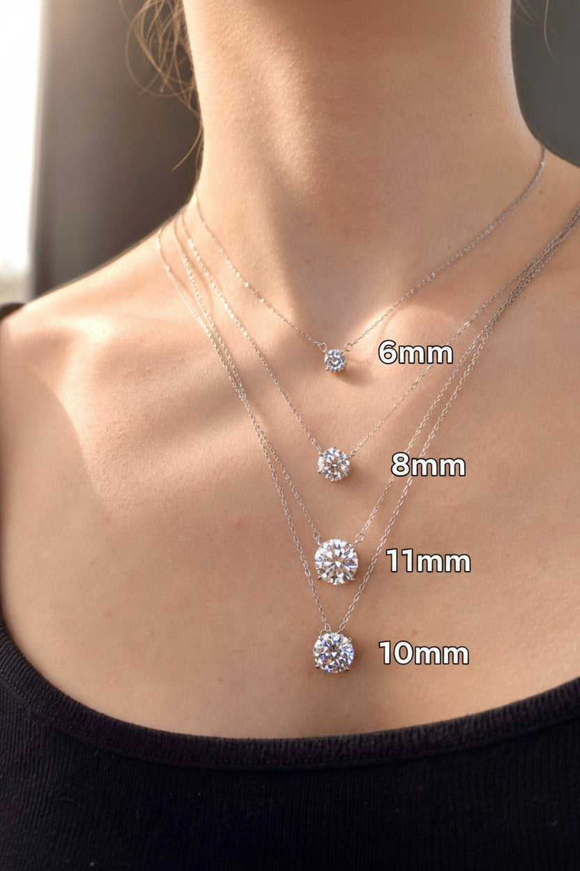 Colar Majesty Ponto de Luz 8mm |  Moissanite -  Lapidação Portuguesa