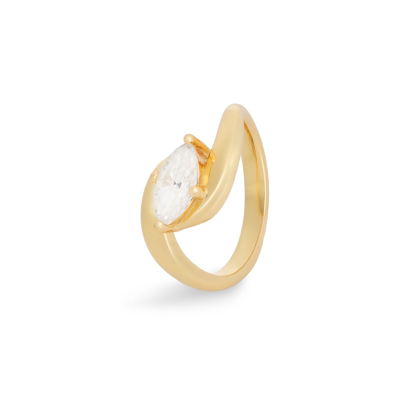 Anel Kensington Marquise Moissanite — Ouro Vermeil 18K