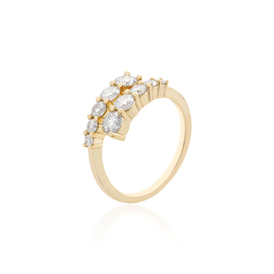 Anel Windsor Cascade Moissanite — Ouro Vermeil 18K