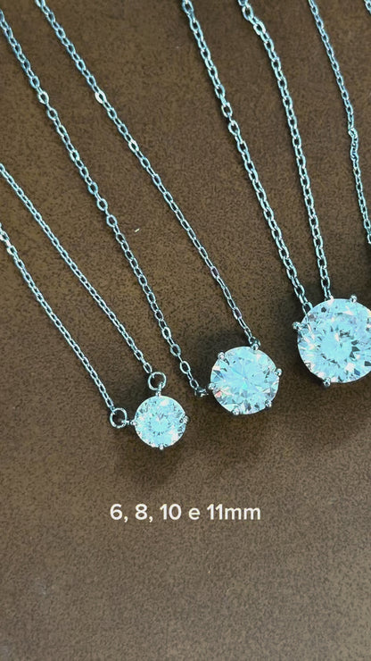 Colar Majesty Ponto de Luz 6mm - Moissanite | Lapidação Clássica